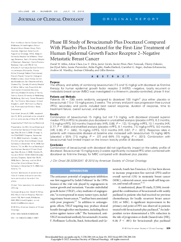 (PDF) Phase III Study of Bevacizumab Plus Docetaxel Compared With ...