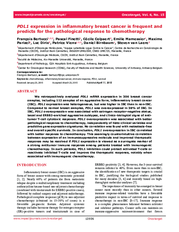 (PDF) PDL1 expression in inflammatory breast cancer is frequent and ...