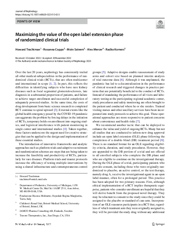 (PDF) Maximizing the value of the open label extension phase of ...