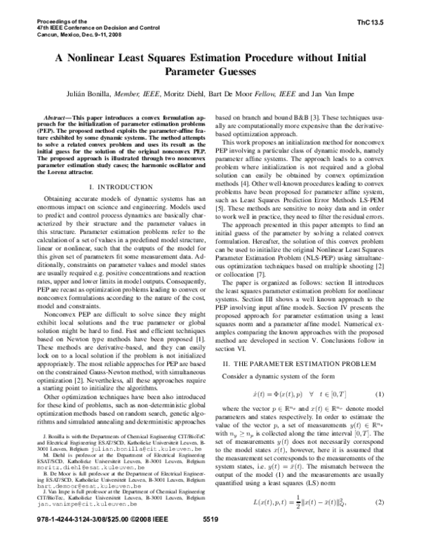 (PDF) A nonlinear least squares estimation procedure without initial ...