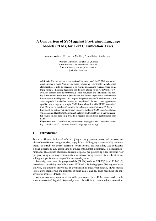 (PDF) SVM vs. PLMs in Text Classification