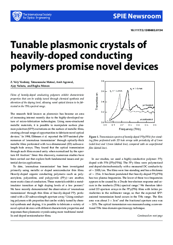 (PDF) Tunable plasmonic crystals of heavily-doped conducting polymers ...