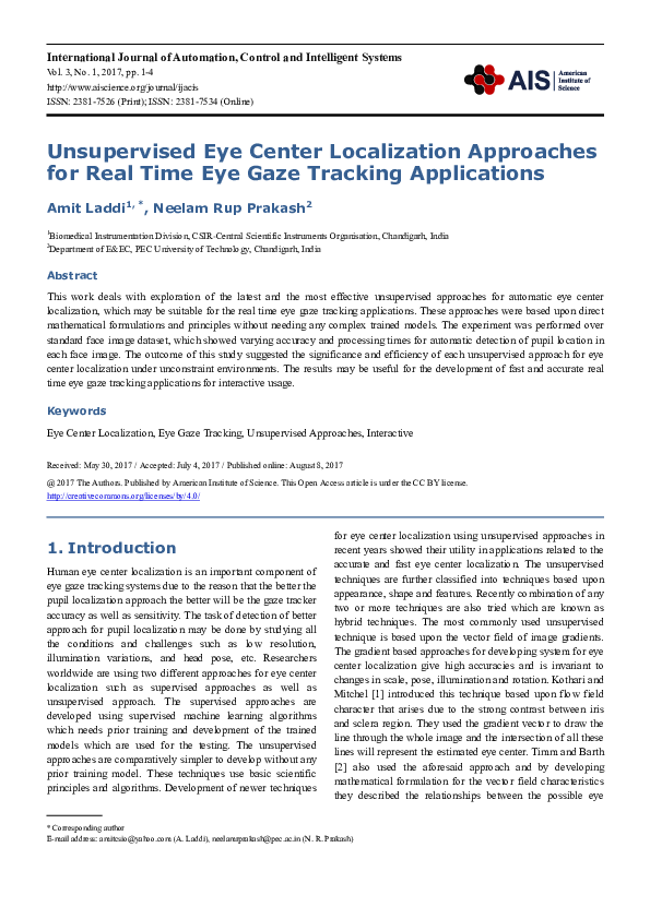 (PDF) Unsupervised Eye Center Localization Approaches for Real Time Eye ...