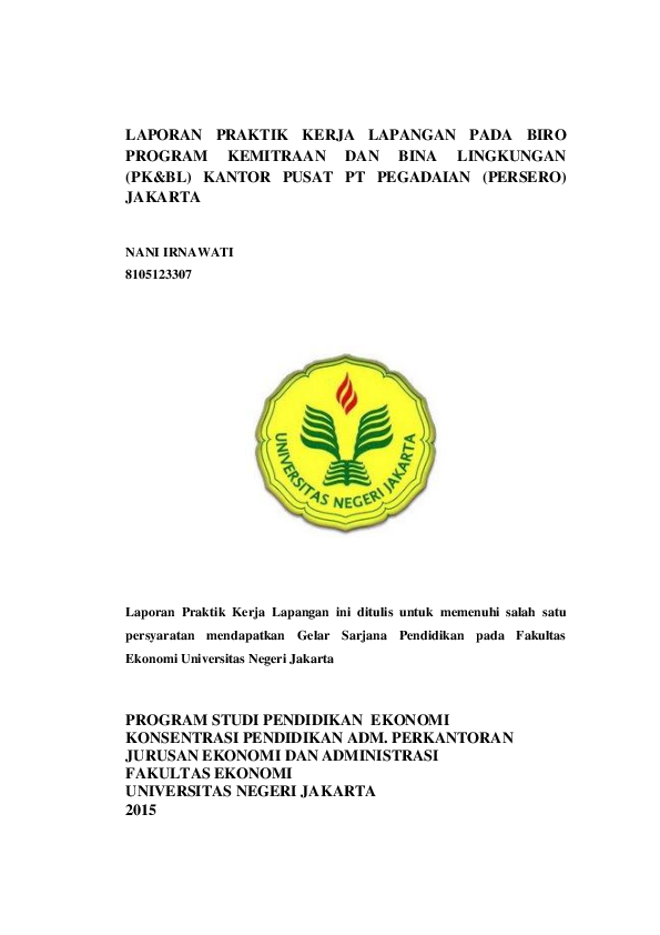 (PDF) Laporan Praktik Kerja Lapangan Pada Biro Program Kemitraan Dan ...