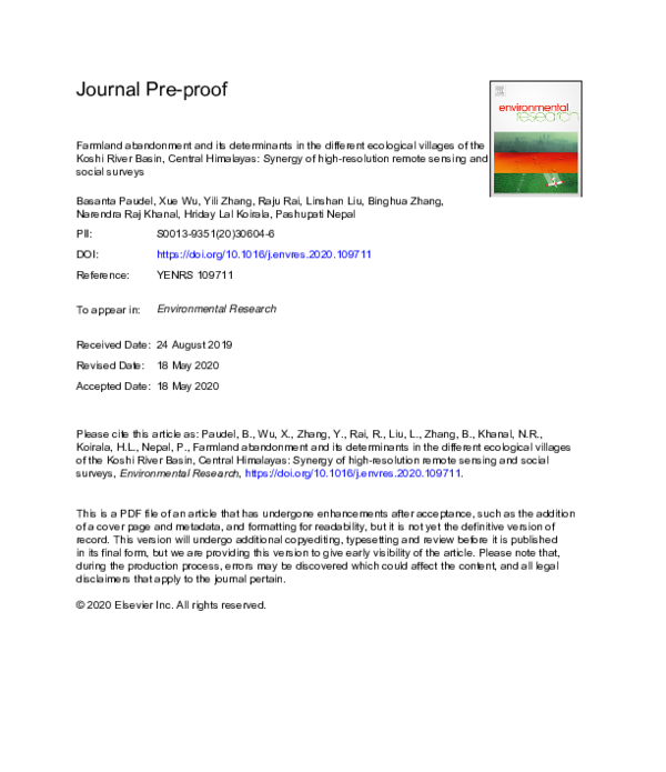 (PDF) Farmland abandonment and its determinants in the different ...