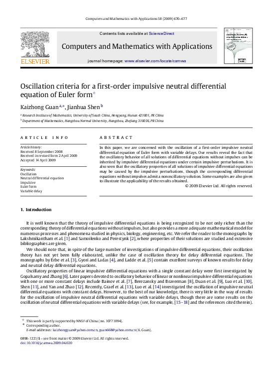 (PDF) Oscillation criteria for a first-order impulsive neutral ...