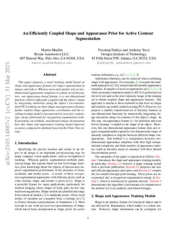 (PDF) An Efficiently Coupled Shape and Appearance Prior for Active ...