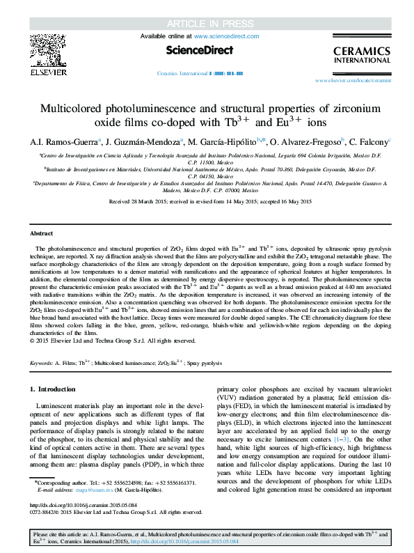 (PDF) Multicolored photoluminescence and structural properties of ...