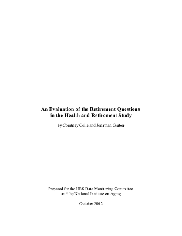 (PDF) An Evaluation of the Retirement Questions in the Health and