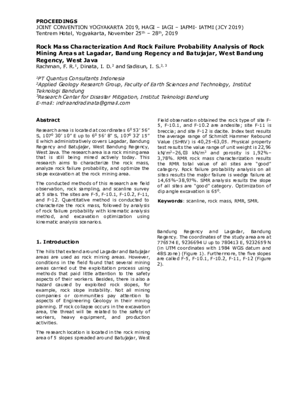 (PDF) Rock Mass Characterization And Rock Failure Probability Analysis ...