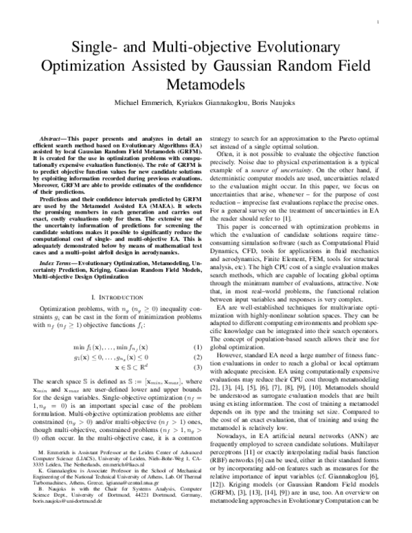 (PDF) Single- and multiobjective evolutionary optimization assisted by ...
