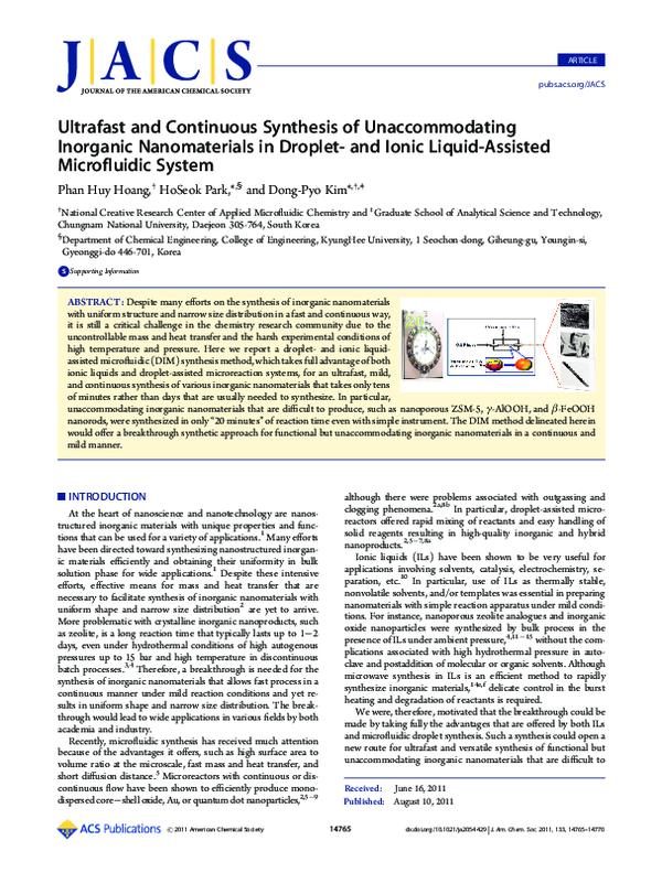 (PDF) Ultrafast and Continuous Synthesis of Unaccommodating Inorganic ...