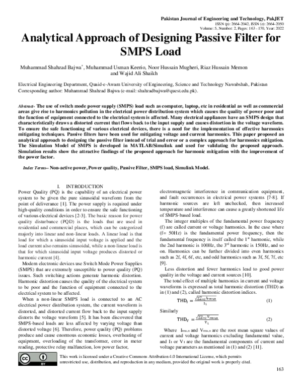 (PDF) Analytical Approach of Designing Passive Filter for SMPS Load