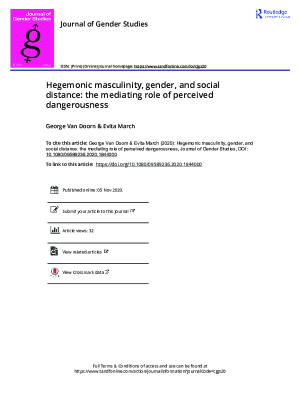 (PDF) Hegemonic masculinity, gender, and social distance: the mediating ...