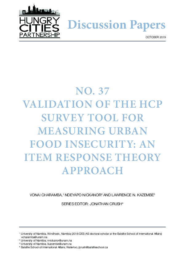 (PDF) Validation of the HCP Survey Tool for Measuring Urban Food ...
