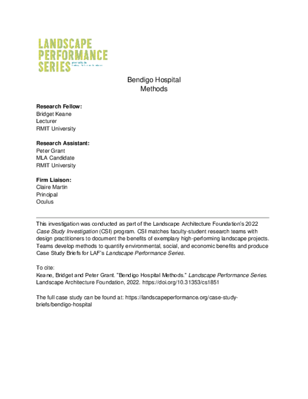 (PDF) Bendigo Hospital Methods