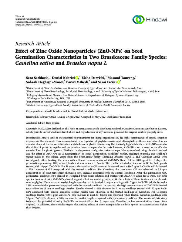 (PDF) Effect of Zinc Oxide Nanoparticles (ZnO-NPs) on Seed Germination ...
