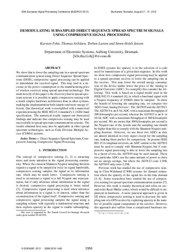 (PDF) Demodulating subsampled Direct Sequence Spread Spectrum signals ...