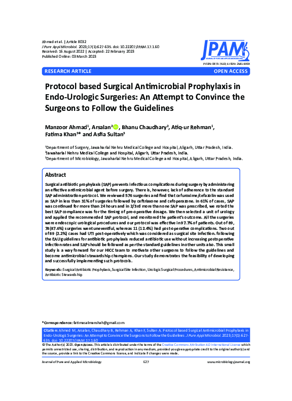 (PDF) Protocol based Surgical Antimicrobial Prophylaxis in Endo ...