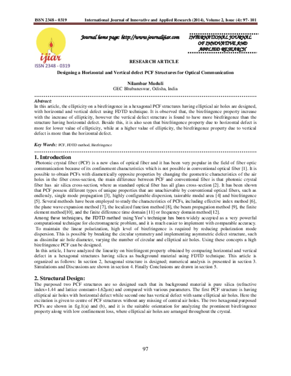 (PDF) Designing a Horizontal and Vertical defect PCF Structures for ...