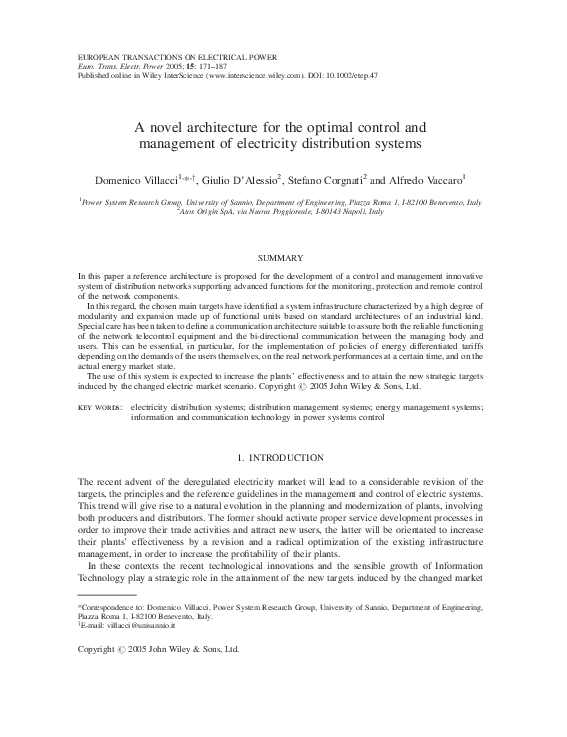 (PDF) A novel architecture for the optimal control and management of ...