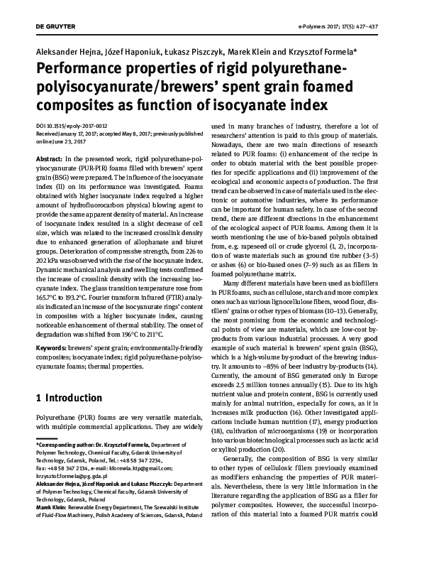 (PDF) Performance properties of rigid polyurethane-polyisocyanurate ...