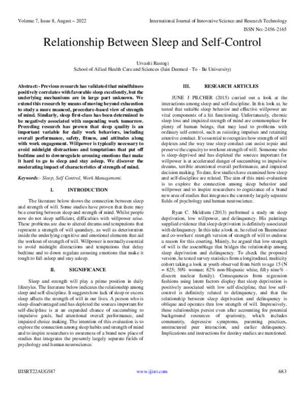 (PDF) Relationship Between Sleep and Self-Control