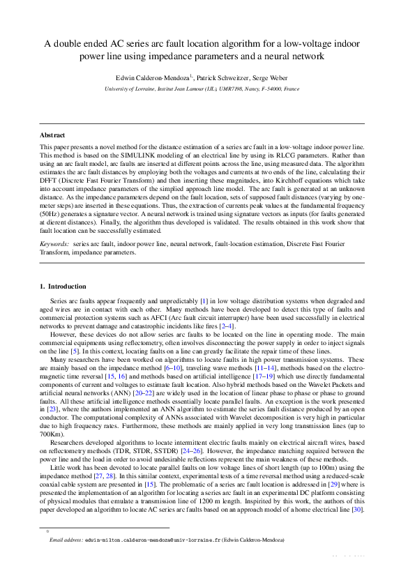 (PDF) A double ended AC series arc fault location algorithm for a low ...