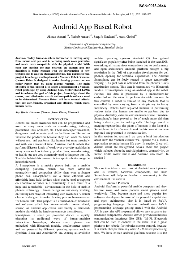 (PDF) Android App Based Robot