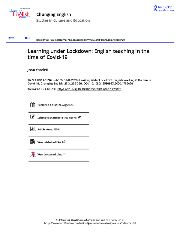 (PDF) Learning under Lockdown: English teaching in the time of Covid-19 ...