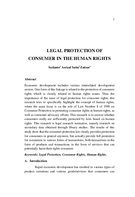 (PDF) Legal Protection of Consumer Rights in the Concept of Human Rights