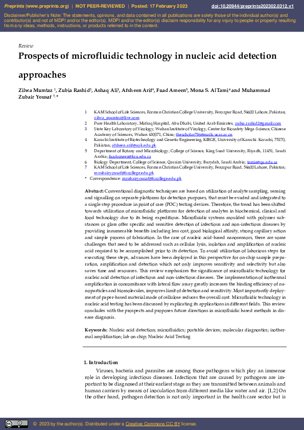 (PDF) Prospects of Microfluidic Technology in Nucleic Acid Detection ...