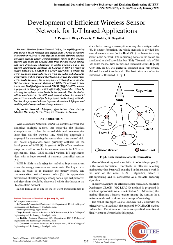 (PDF) Development of Efficient Wireless Sensor Network for IoT based ...