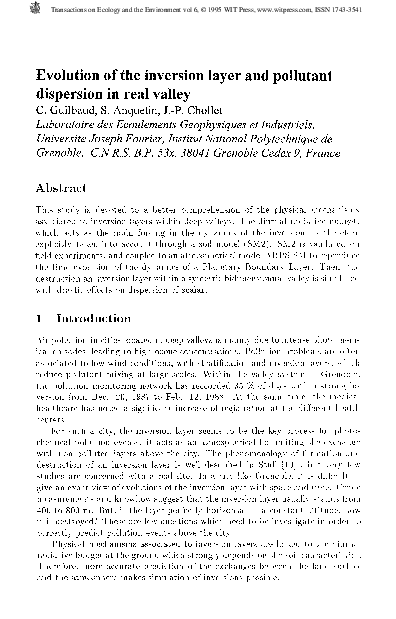 (PDF) Evolution Of The Inversion Layer And PollutantDispersion In Real ...