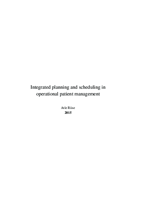(PDF) Integrated planning and scheduling in operational patient management