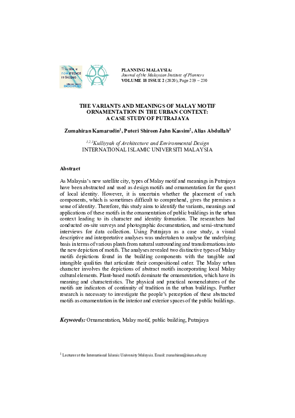 (PDF) The Variants and Meanings of Malay Motif Ornamentation in the