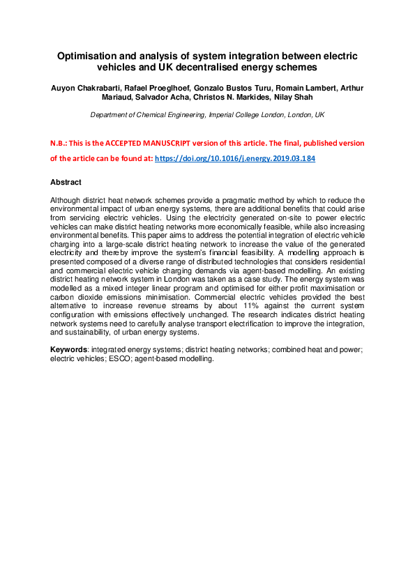 (PDF) Optimisation and analysis of system integration between electric ...