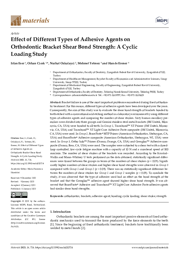 (PDF) Effect of Different Types of Adhesive Agents on Orthodontic ...