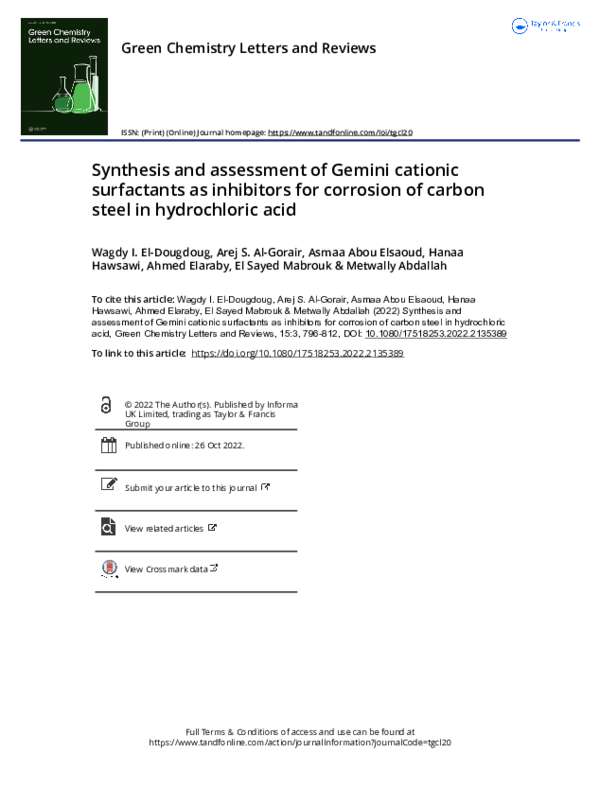 (PDF) Synthesis and assessment of Gemini cationic surfactants as ...