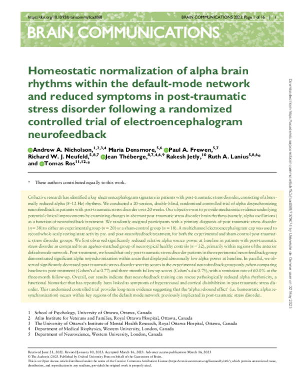(PDF) Homeostatic normalization of alpha brain rhythms within the ...