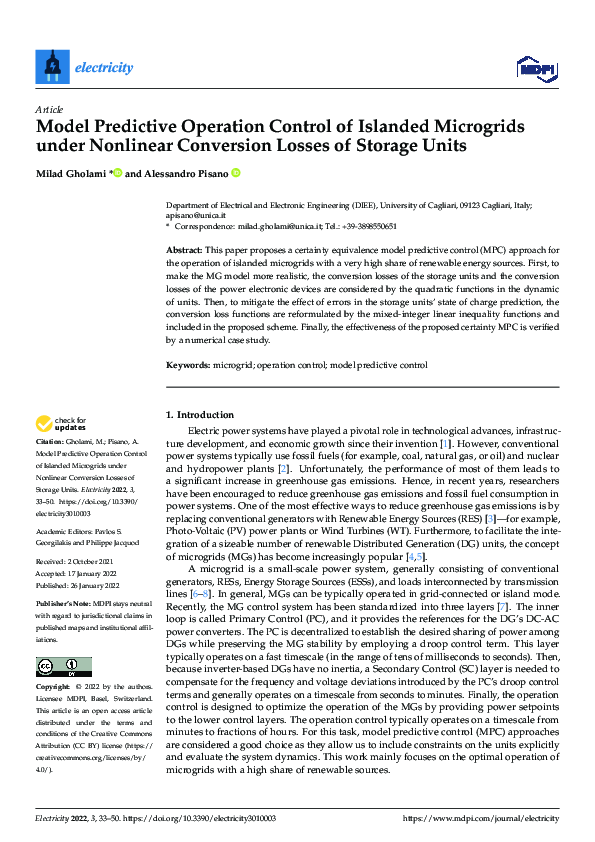 (PDF) Model Predictive Operation Control of Islanded Microgrids under ...