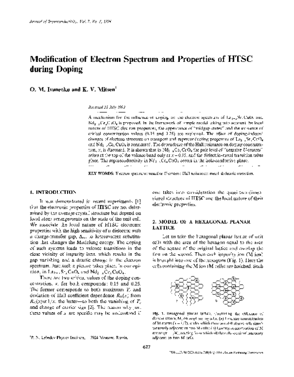 (PDF) Modification of electron spectrum and properties of HTSC during ...