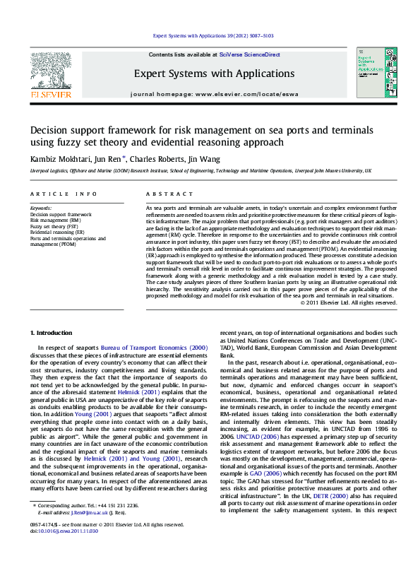 (PDF) Decision support framework for risk management on sea ports and ...
