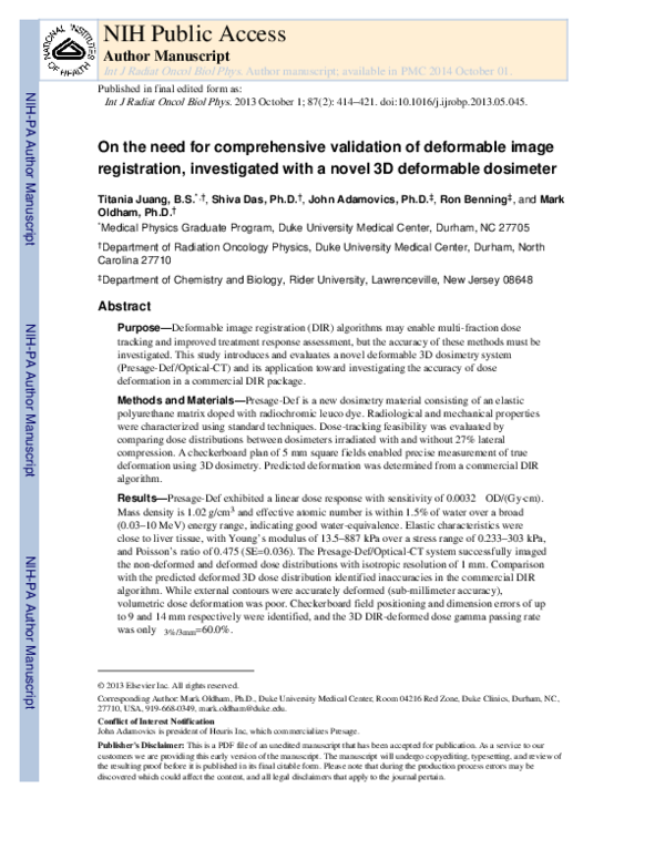 (PDF) On the Need for Comprehensive Validation of Deformable Image ...