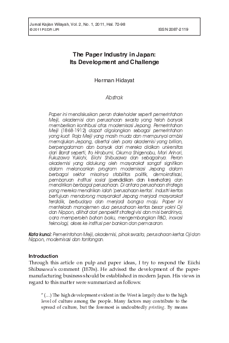 (PDF) The Paper Industry in Japan: Its Development and Challenge