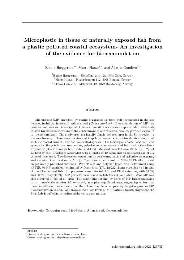 (PDF) Microplastic in tissue of naturally exposed fish from a plastic