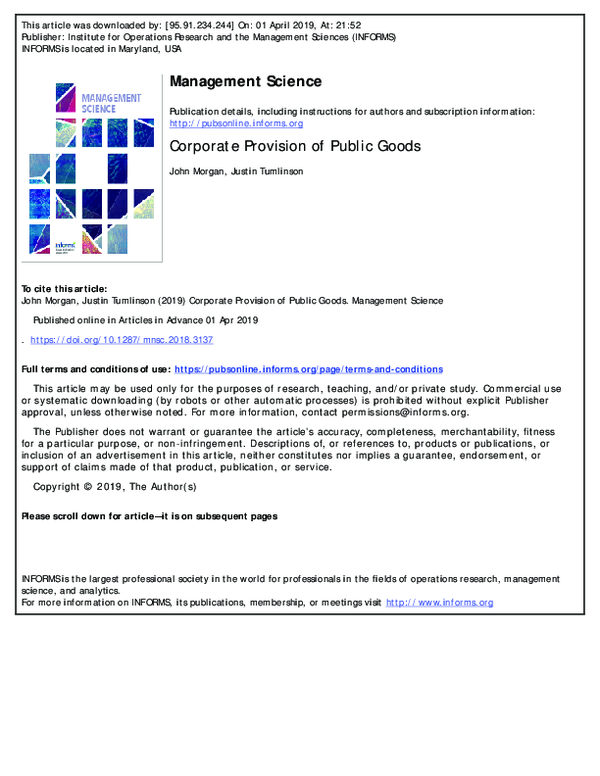 Corporate Provision of Public Goods