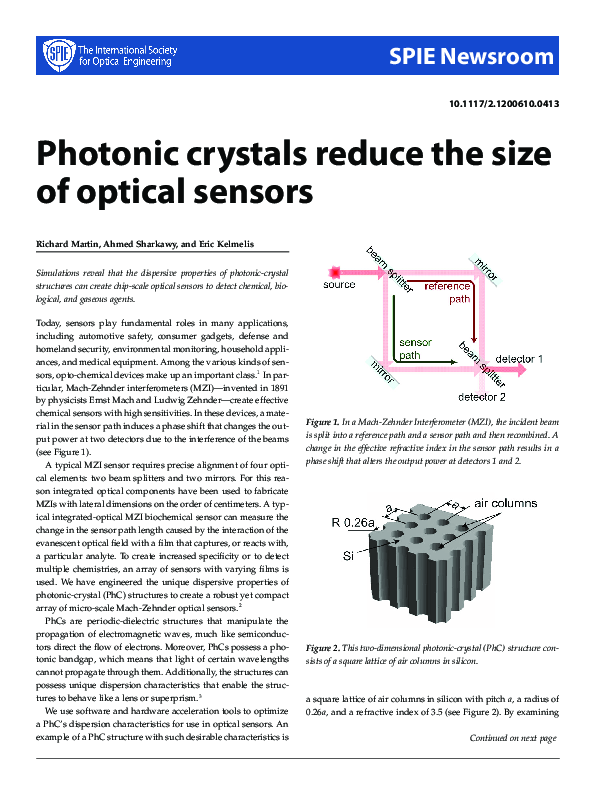 (PDF) Photonic crystals reduce the size of optical sensors