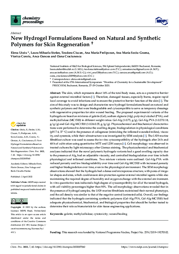 (PDF) New Hydrogel Formulations Based on Natural and Synthetic Polymers ...