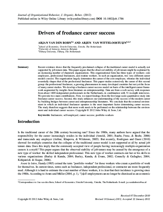 (PDF) Drivers of freelance career success